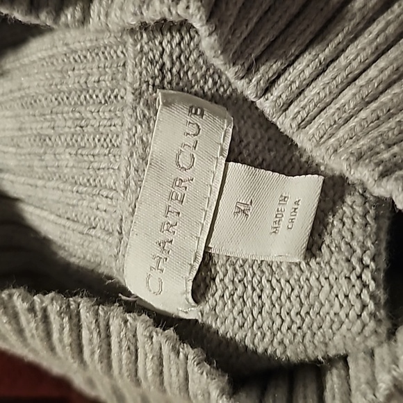 Charter Club Flats Sleeve Block Color Sweater Size X Large Grey Red Black - Picture 4 of 4